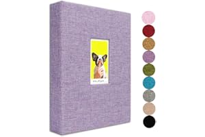 GPIRAL Polaroid Album Foto 208 Foto Verticali - Copertina in Lino, Finestra Anteriore, Instax Album Foto Compatibile con Fujifilm Instax Mini Film, Lilac Viola