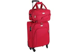CABIN GO CABIN 5550 Set da 2 Valigie Trolley Leggero con Bagaglio a mano Borsone Piccolo Cabin Size – Trolley morbido con ruote girevoli 55x40x20 e Bagaglio a Mano 40x25x20