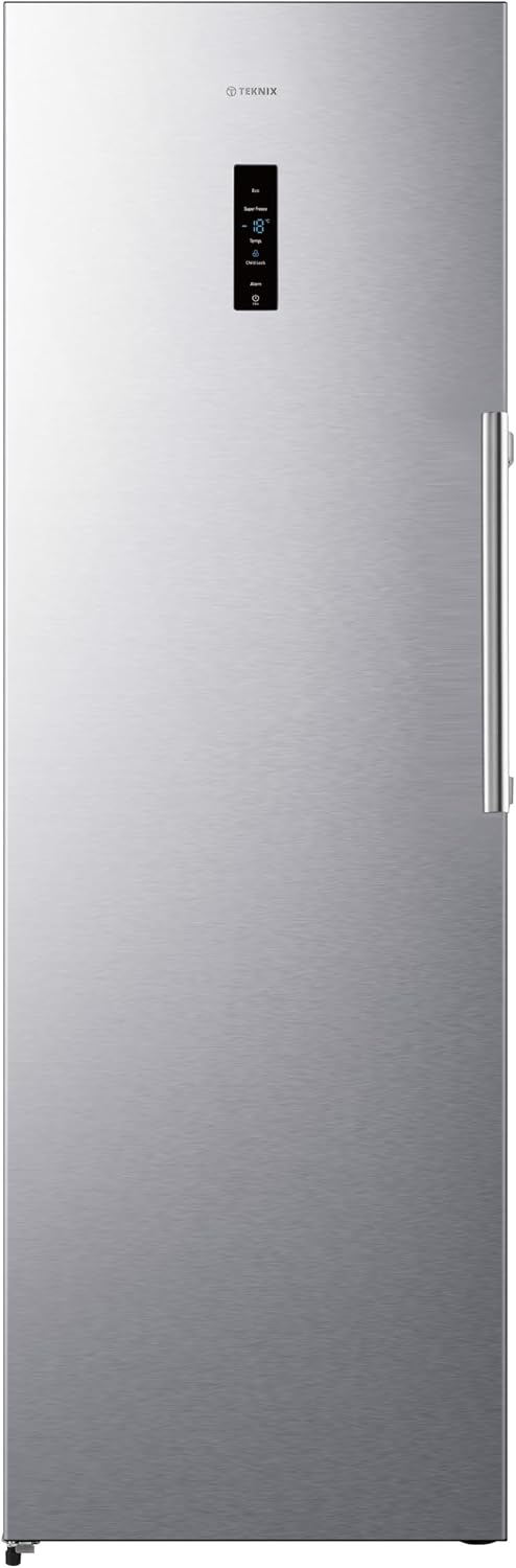 Teknix TH60TNFX 60cm Freestanding Tall Freezer - 274L Capacity - Frost Free - Suitable for Outbuildings - Metal Tech Cooling - Stainless Steel, H185.5 x W59.5 x D65.1 (cm)