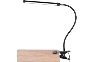 LEPOWER Clip on Reading Light, 5W Book Light with Gooseneck, Adjustable Color Temperature, Ideal for Reading and Piano, Metal White