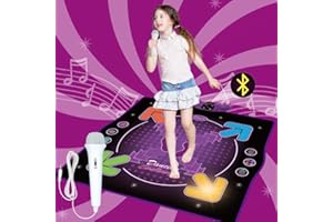 WUZHUANGYUAN Tapis de danse pour enfants avec lumières, tapis musical, jouet éducatif précoce avec microphone, permettant de chanter et danser, alimenté par TYPE-C ou piles, cadeau pour garçon ou fille