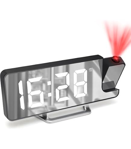 Lafocuse Réveil Projecteur Plafond RGB 11 Couleurs - Horloge Numérique Avec Projection, Veilleuse & Charge USB