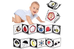 Vicloon Kontrastbuch Baby, Soft Bilderbuch aus Stoff mit Spiegeln, Schwarz Weiß Doppelseitig Baby Stoffbuch, Wahrnehmungs-Lernspielzeug,Neugeborenes Lernspielzeug Spielzeug Geschenk