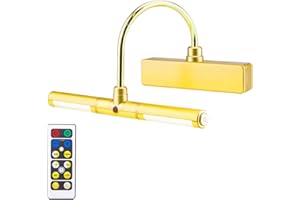 HONWELL Luci per Pittura LED senza fili a batteria con Telecomando Lampada per quadri Dimmerabile ,Testa Girevole da 22 cm con 3 Modalità di Illuminazione,12 LED Tavolo Lampada da Parete, Oro Rosa