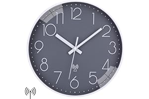 NESIFEE Orologio da Parete Radiocontrollato Moderno, Orologio da Muro Silenzioso, 30CM, Grande Orologio Parete, Decorazioni da Parete, per Poggiorno Camera da Letto, Cucina, Grigio