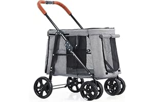 KHUY Pet Travel Passeggino Cane Cat Passeggino Carrozzina Passeggino Buggy, Passeggino per Cani Grandi, Carrello per Cani Travel-Cinghia Cane Gatto Passeggino Jogger con 4 Ruote (Color : Light Gray)