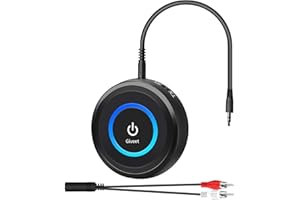 Giveet Bluetooth V5.3 Transmitter Receiver for TV, 2-in-1 Wireless Transmitter Adapter for TV Airplane PC MP3 Gym, Bluetooth Receiver for Wired Speakers Headphones, No Delay, Pair 2 Devices, 16 Hours