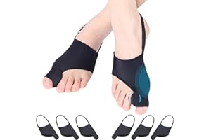 EUMSPO 6xBallenzeh-Korrektor, großer Zehenspreizer mit Ballenzeh-Pads und Anti-Rutsch-Riemen, Zehentrenner für überlappende Zehen, Hallux Valgus Korrektur-Spreizer zur Schmerzlinderung, Schwarz