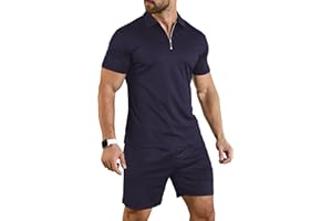 KUYIGO Ensemble polo et short d'été pour homme - 2 pièces - Vêtement tendance et décontracté