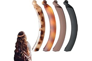 Zulbceo 4 duże spinki bananowe, kolorowe spinki do włosów, uchwyt na koński ogon, druciane grzebienie do obręczy, narzędzie odpowiednie dla długich, spinek do bananów, akcesoria do włosów dla kobiet i