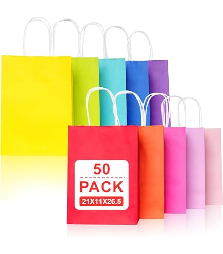 Shopper In Carta Perlato 36x12x41 Cm – Confezione Da 25 Unità, Colori Assortiti (arancione, Giallo, Rosa, Azzurro, Verde)