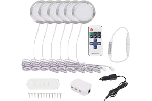 Sepzlly 6ST Invändiga LED-Spotlights 12V för Husbil, Dimbara med Fjärrkontroll, Fördelareadapter och Billaddare 6000K 2W Down