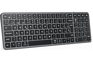 iClever BK20 Teclado Bluetooth, Teclado Inalámbrico QWERTY Español con Numérico, Multi-Dispositivo Recargable y Conexión Estable de Tamaño Compacto para MacBook, Portátil, iPad, Tablet, Win