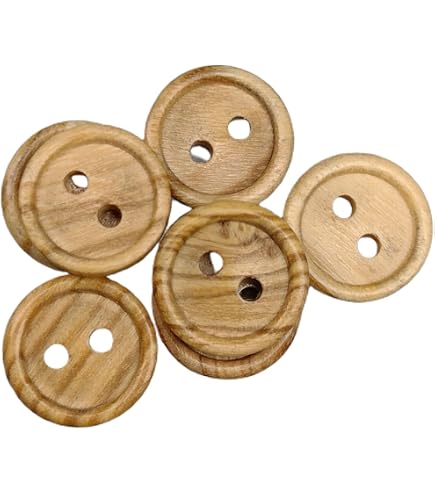 12 Boutons En Bois - Diamètre 1,4 Cm - Numéro 5 - Occasion - Fabriqués En France
