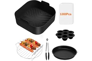 NATNAV 21cm Accessoires Air Fryer, 6 Paquet XL Moule Air Fryer Set pour Philips Airfryer XL 6,2L, COSORI 4,7L 5,5L Cecotec 5.5L 6L, ARINTUL 5,5L, Panier Friteuse Silicone Moule Air Fryer Accessoires