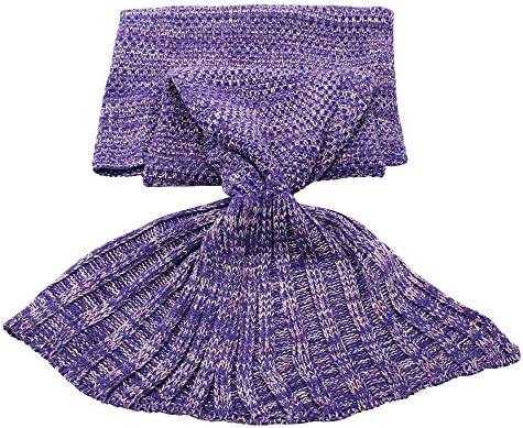 EODO Mermaid Tail Blanket, Handmade Sofa, Wrap Sleeping Bag , High Density ,Soft and Warm (purple(adult))