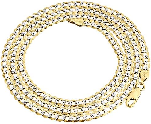 10K Yellow Gold 3.5mm Cuban Link Chain Necklace Lobster Clasp, 20 Inches