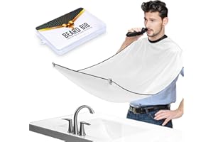 LEAFLAI Beard Bib Apron for Men, Beard Hair Catcher for Shaving & Trimming, Non-Stick Waterproof Beard Cape Grooming Cloth with 3 Suction Cups, Gifts for Men Dad Fathers Day Anniversary Valentines Day(White)