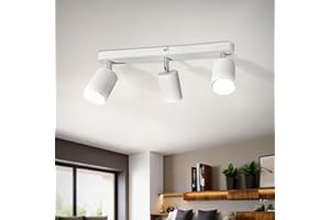 Sweier Ceiling Spotlight 3 Way Lamp Holder Angle Adjustable, Cold White 6000K 5W 430LM (Bulb Provided), White Rotatable GU10 Spot Light, for Kitchen, Living Room, Bedroom, Cloakroom