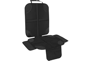 HONZUEN Baby Car Seat Protector Universal Thick Child Seat Protector with ISOFIX with Mesh Pockets Non-Slip Black Child Car Seats Covers Protectors for Kids Seat Liner 1 Pack