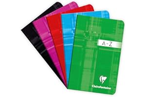 Clairefontaine 3599C Zszywany skorowidz alfabetyczny – Format: 9x14 cm – 96 stron w małą kratkę – Papier biały 90 g – Okładka kartonowa powlekana – Kolor losowy