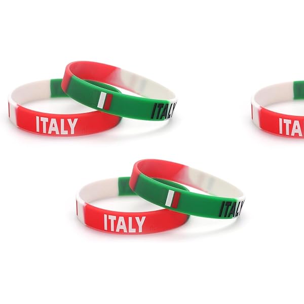 Bracelets Silicone Italie - Lot De 3, Couleurs Drapeau, Élastique Doux