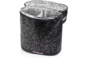 ‎MINILAND Miniland Thermibag Double, Isolier-Doppeltasche für Babyflaschen und Isolierflaschen, Rose, schwarz und rosa, 8413082893224