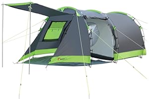 Peirhw Tenda a tunnel per 4 persone, tenda Tipi, grande da campeggio con cabina letto, tenda familiare impermeabile, 3000 mm, tenda a 3 ingressi, tenda glamping con fondo rimovibile
