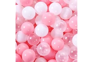 Beauenty Ball Pit Balls for Toddlers, BPA Free Crush Proof Plastic Toy Balls for Ball Pit, Children's Pool Water Toys, Macaron Round Star Shape Ocean Balls for Play Tent 2.15 Inch Pack of 100(Pink)