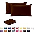 Rohi Luxury Chocolate Pillowcases 2 Pack | Ultra-Soft Polycotton Pillow Covers Envelope Closure | Breathable, Anti-Allergy, Fade & Wrinkle Resistant Pillow Case Standard UK Size 50x75cm (Chocolate)