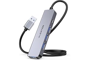 LENTION Hub USB 3.0 avec Câble Rallongé de 60cm, Expandeur Multi Port, Adaptateur USB avec Transfert de Données Rapide Séparateur USB Compatible avec Windows PC, Mac, Imprimante (HE32 Gris)