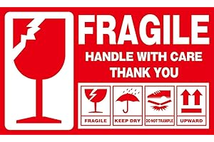 LDS INDUSTRY Red Large Fragile maniglia con cura Tenere asciutto verso l'alto Non calpestare scatola di spedizione adesivi di avvertimento etichetta scotch pacchi etichette adesive scatole spedizioni 300pcs