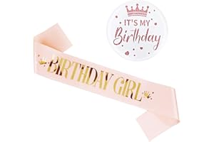 Grevosea Birthday Girl Sash, Birthday Sash Birthday Badge Birthday Girl Decorations Set Includes Birthday Girl Sash and Its My Birthday Badge for Kids Girl Birthday Party Decoration