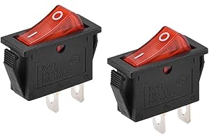 sourcing map SPST Boat Rocker Switch Red Toggle Switch for Boat Marine 2pins ON/OFF AC 250V/16A 2pcs