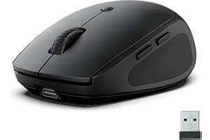 JLab GO Charge Souris sans Fil Bluetooth Rechargeable - Silencieuse et Ergonomique, Multi Appareils Via Bluetooth ou Récepteur USB, pour PC Portable, Ordinateur, Téléphone, Tablette