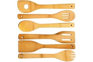 JOYFAN Ustensile de cuisine en bambou en bois Soupe Spatule Set Outil de service pour la résistance à la chaleur