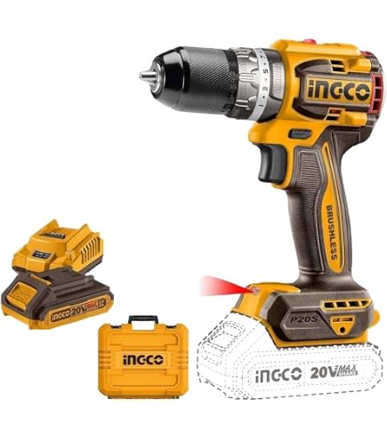 Ingco CDLI20602 Lithium-Ion compact brushless cordless drill: Buy Online at Best Price in Egypt - Souq is now Amazon.eg