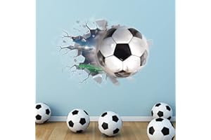 TOARTI 3D Wandtattoo Fußball,Durchbruch Wandaufkleber für Kinderzimmer Jungen,Bunte FussballWandbild,Wandtattoo Junge Teenager,Videospiel Wandstikcer für Schlafzimmer Deko Geschenk,61×46CM