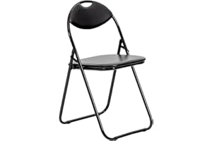 Harbour Housewares Black Padded Folding Chairs - Pack of 1 Portable Folding Chairs for Dining, Office, Vanity, Makeup, Study & Home Soft Padded Seating Small Desk Seats