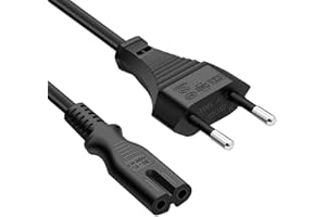 ABC Products 1.8M Long EU European C7 Figure of 8 Power Supply Cord Mains Cable Lead Plug (for France, Germany, Spain, Italy, Poland etc)