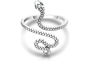 Qings Anillo de serpiente de plata de ley – Anillo giratorio ajustable de serpiente abierta con forma de serpiente de reptil con circonita cúbica y circonita cúbica, ideal para mujeres y adolescentes