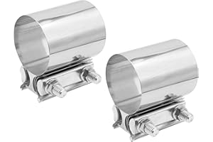 aleawol 2pcs 2.5in Exhaust Clamps, Lap Joint Exhaust Band Clamp, Car Exhaust Pipe Clamps Stainless Steel Exhaust Clamps for Exhaust Pipes Muffler Ends and Exhaust System Connection