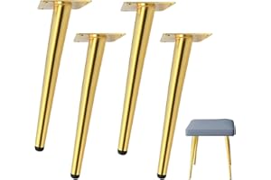 DULKET Furniture Legs 4Pcs 20cm/8Inch Metal Furniture Legs with Anti-Slip Cup, Oblique Tapered Furniture Support Legs for TV Cabinet, Dresser, Coffee Table, Couch Sofa-Gold