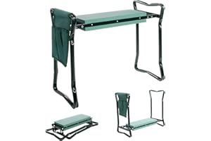 Todeco Taburete de Rodillas con Bolsa de Herramientas para Jardinería, 2 in 1 Asiento Multifuncional de Jardín Plegable, Banco de Rodillas para Jardín
