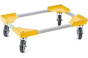 aidB Transportroller Variabel - 600x400 - Gummiräder 4 Lenkrollen Gelb