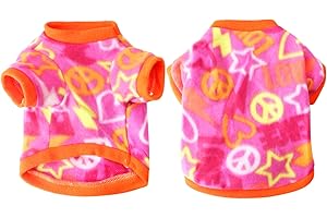 Idepet Pet Dog Cat Clothes Graffiti Style Soft Fleece Sweater Shirt Coat para Perros pequeños Puppy Teddy Chihuahua Poodle Boys Girls (XS, Rosado)