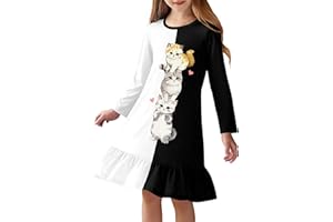 Arshiner Camicia da Notte Bambine Pigiama Maniche Lunghe per Bambini Abito da Notte con Scollo Trapezio Rotondo Invernale per Ragazze Girls Nightgown 4-12 Anni