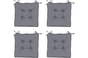 RACE LEAF Garden Chair Cushions,Chair Pads,Seat Pads for Dining Chairs,Cover Indoor Outdoor Seat Pad Cushions,for Your Living Room, Patio,Car,And More (square Pack of 4, light grey)