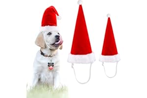 LUTER 2 Pezzi Berretto da Babbo Natale Regolabile per Cane Gatto, Cappello Natalizio in 2 Dimensioni per Animali Domestici, Costume Natalizio per Decorazioni Natalizie