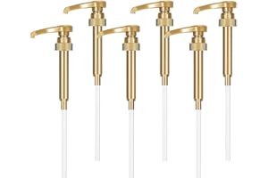 ZYEKIU 6 Stück Dosierpumpe, Sirup Spender Sirup Pumpspender Wiederverwendbarer, Dosierpumpe Pumpspender Syrup Pump für 500ml/1000ml Flaschen, Sirup Pumpspender mit Langen Schläuchen (Gold)